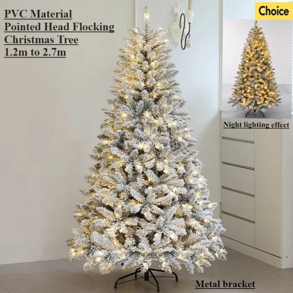 

PVC Artificial Christmas Tree Cedar Flocked with LED Lights Christmas Tree 1.2m To 2.7m Christmas Family Atmosphere Decorations