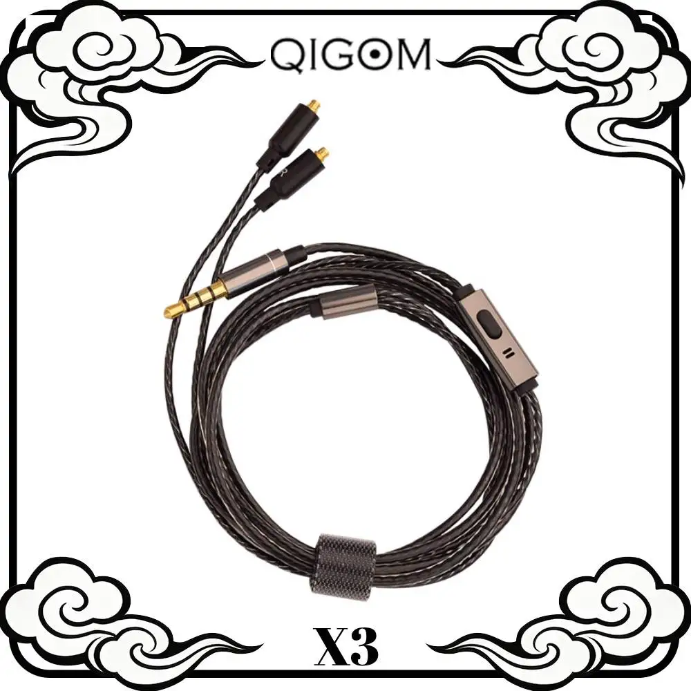 

QIGOM X3 DIY MMCX Cable with Mic, TPE, 3.5MM Interface, Reduce Signal Loss, Detachable Earphone Cables for Popular Music
