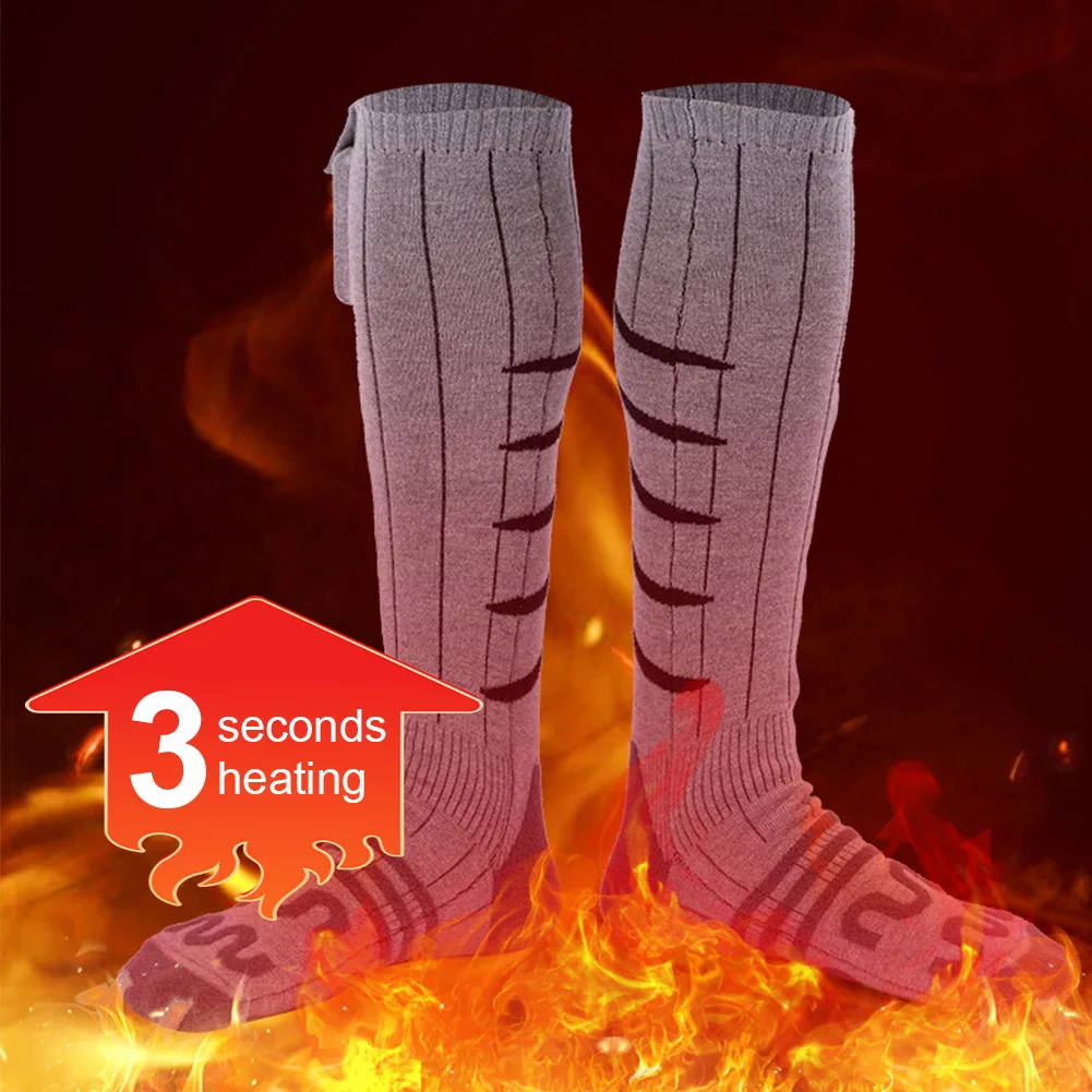 Electric Heating Socks Cold-Proof Skiing Sock Fast Heating Winter Warm Thermal Socks Washable for Cycling Camping Skating