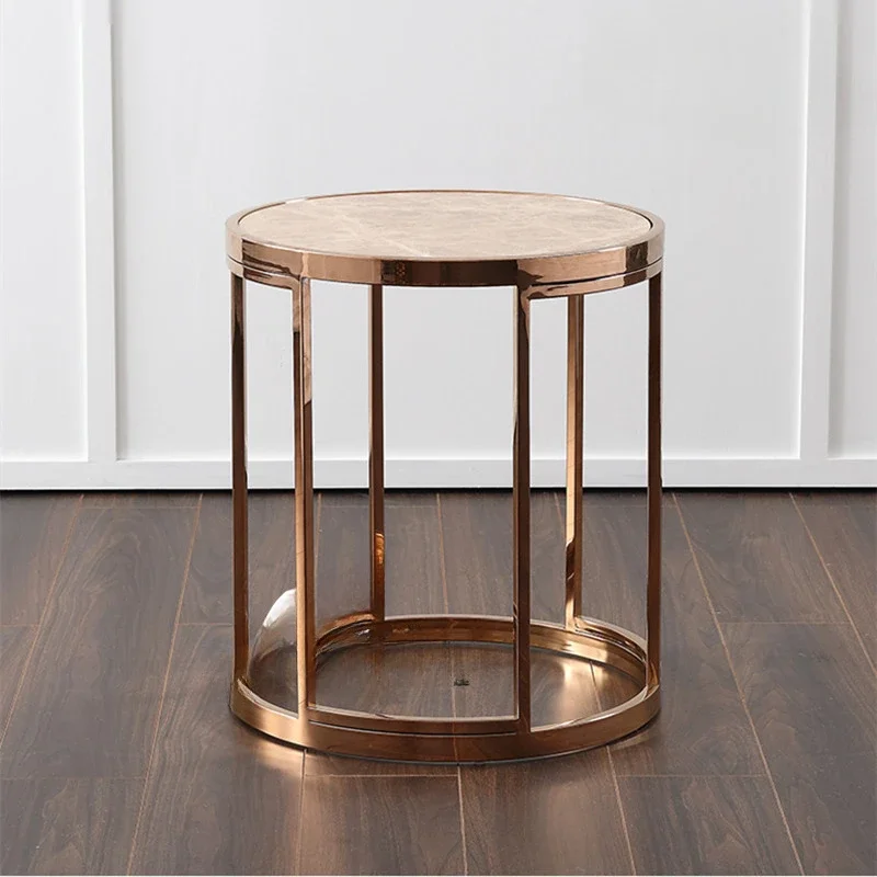 

Nordic modern side table fashion living room marble small coffee table stainless steel round metal corner table