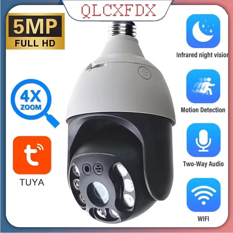 

TUYA 5MP 360° Bulb Lamp Camera Wifi IP PTZ Outdoor Video Surveillance Human Body Motion Detect Color Night Vision Home Security