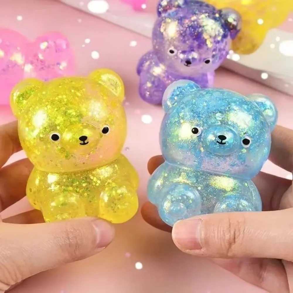 1/2PCS Sugar Filled Bear Squeeze Fidget Soothing Texture Slow Rebound Glitter Bear Fidget Glitter Gummy Pinch
