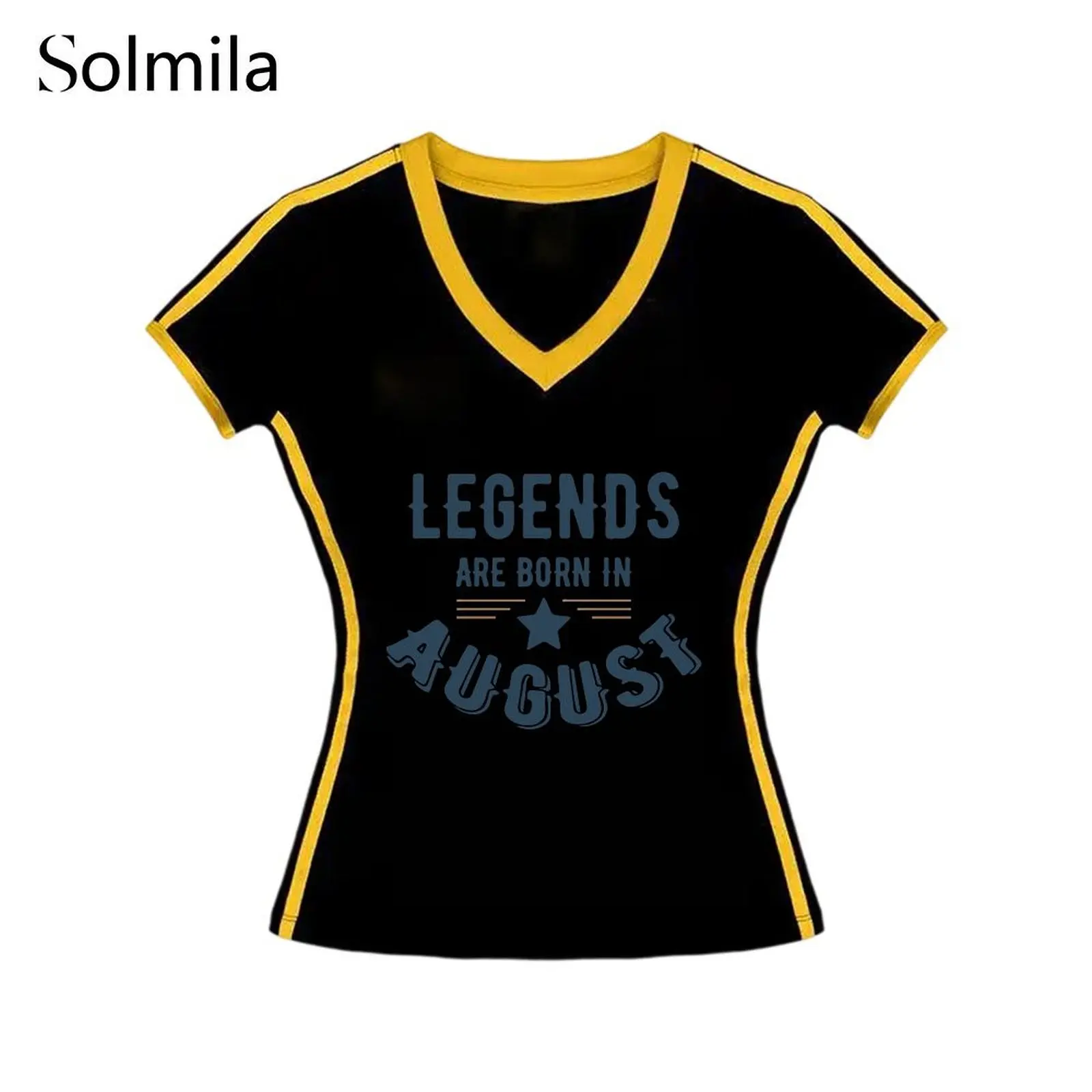 

Daily Home Wear English Letter T-Shirt Versatile All Match Clothing Clothing Slim Fit T-Shirt Comfortable Wear