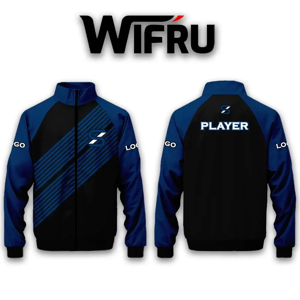 Vestes de maillot de football avec serrure bleue pour hommes et femmes, hauts à revers tendance, manteau décontracté à manches courtes pour enfants, nouvelle collection automne 2024