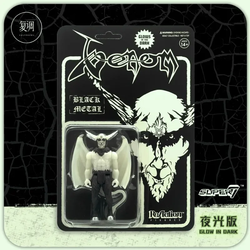 In Stock Super7 ReAction Figure Glow in Dark Biack Metal Music Hard Rock Toy Doll Collectible Halloween Boy Gift