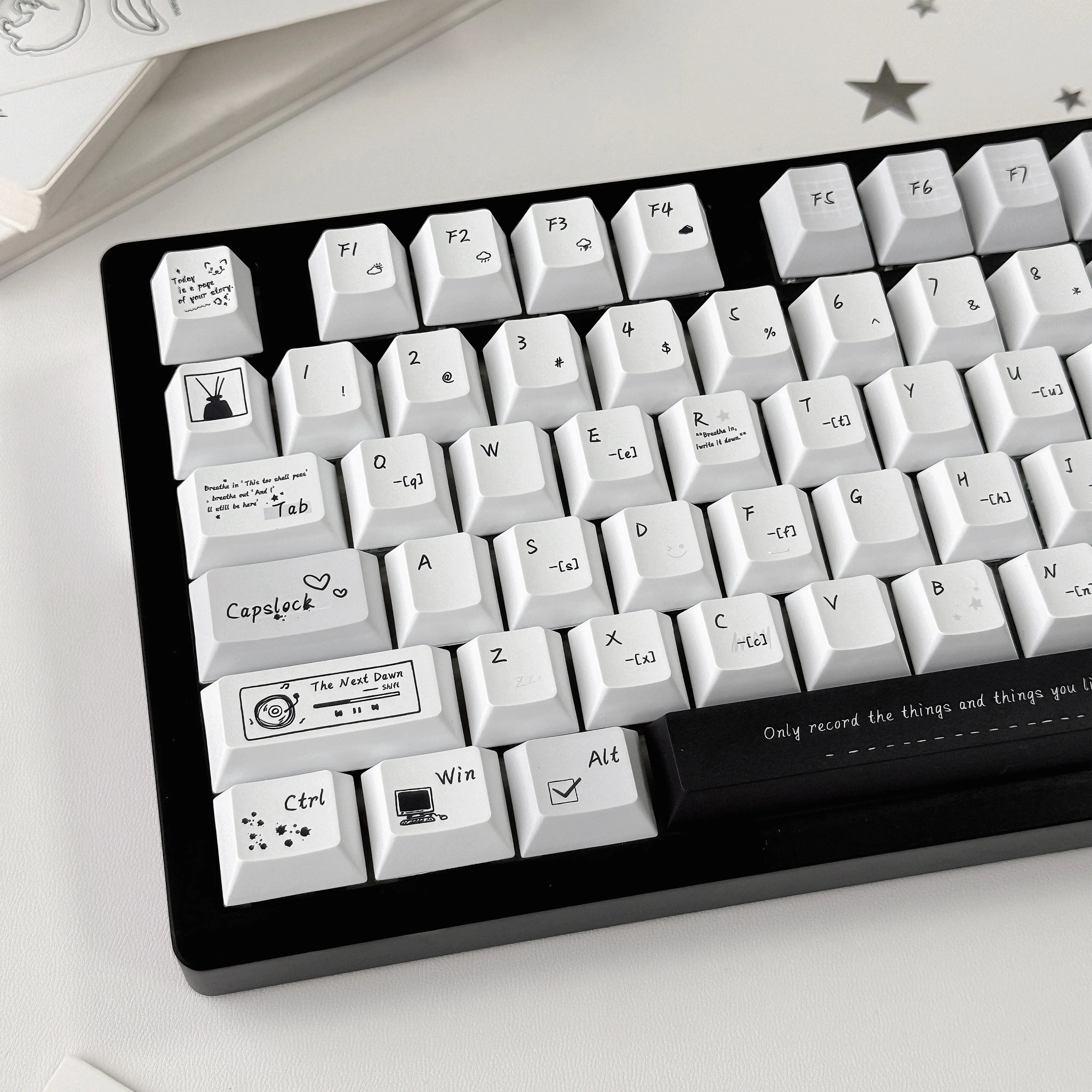 MAIMOOO Simple Black White Gray Keycaps Cherry Profile Leisure Notebook Theme PBT Dye Sub Custom Keycap for Mechanical Keyboard