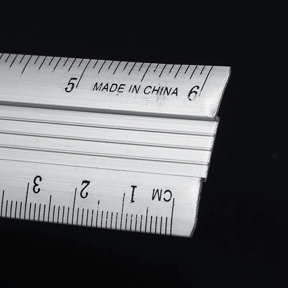 

1Pc Aluminum Alloy Handle Tools Ruler Dual Scale Ruler Aluminum Alloy Dual Scale Straight Ruler 15cm/20cm/30cm