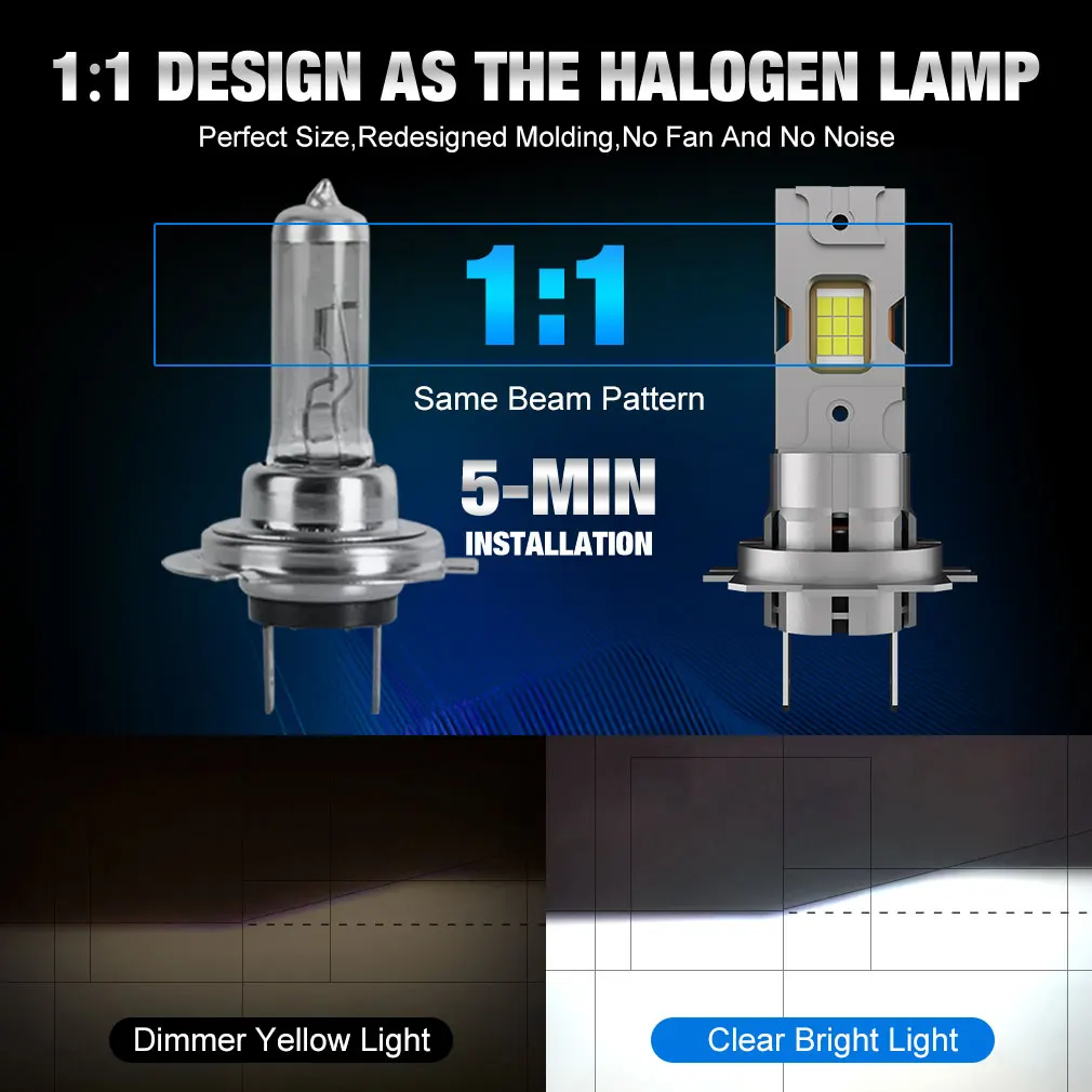 30000LM H7 LED المصابيح الأمامية Canbus Mini H7 مصابيح كهربائية 120 واط 6500 كيلو أنابيب نحاسية بيضاء مزدوجة أضواء السيارة مع كشافات مروحة 12 فولت-40 فولت