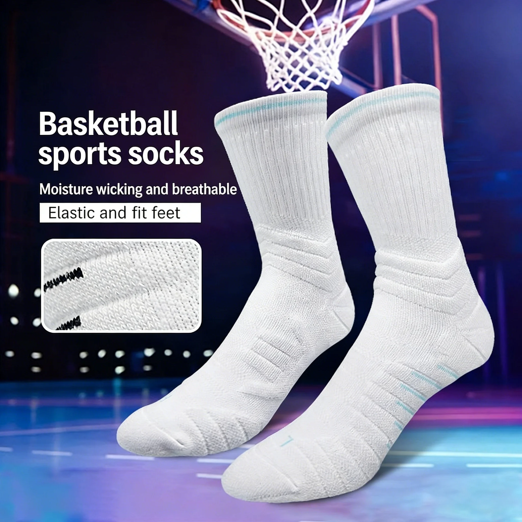

5 Pairs/Lot Professional Basketball Socks Breathable Men Mid-Tube Socks White Sports Socks Towel Bottom Men Basketball Socks