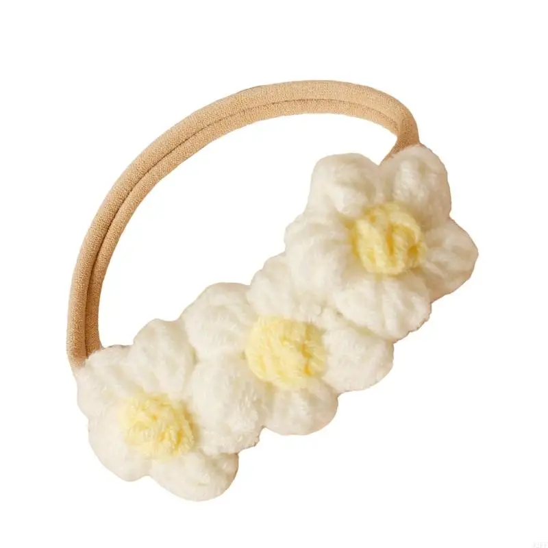 J2FF Delicate Knitted hHairband Baby Headband with Floral Accent Photography Props for 100 Day Pictures and Special Occasion