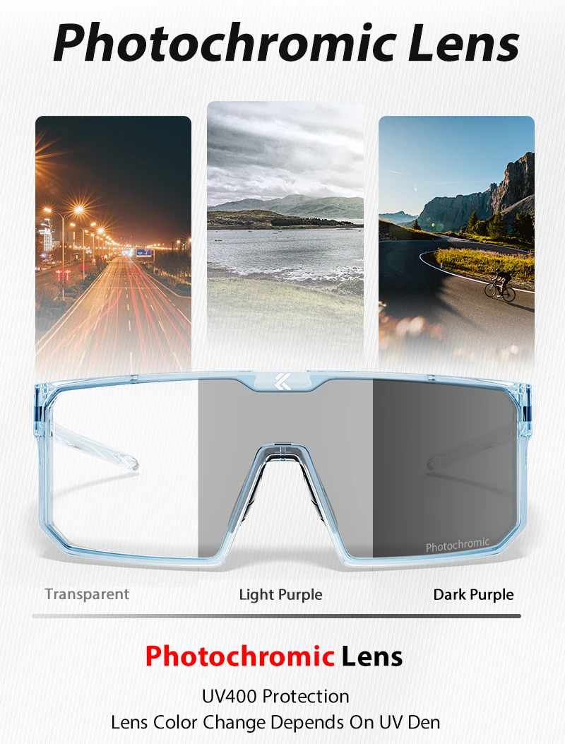 Kapvoe 2026 Photochrome Wanderbrille Radsport-Sonnenbrille für Männer und Frauen Laufbrille Mountainbike-Brille Sport-MTB-Brille – Detail 2
