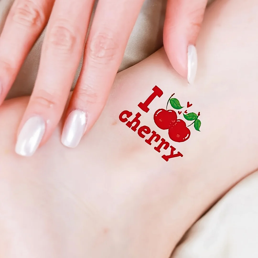 12 Blatt 3D Kirsche Temporäre Tattoo Aufkleber Sexy Rote Kirsche Fake Tattoo Für Hand Gesicht Körper Kunst Tattoo Aufkleber Nette Tattoo