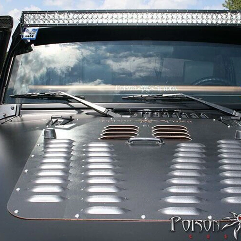 Lantsun J150 Hood Louver Aluminum Vent Flow Cooling Air Panel Intake Cover for Jeep for Wrangler JK07-17, 1PC
