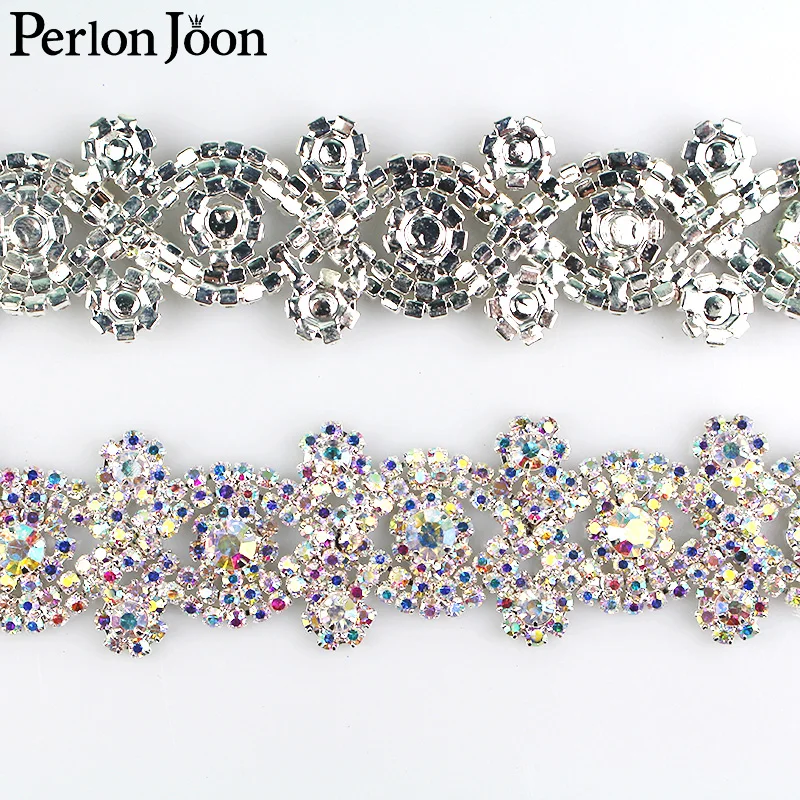 X-vorm AB kleur Symfonie kristallen strass trim metalen ketting Lint voor jurk, tas, schoenen accessoires ML013 - afbeelding 1