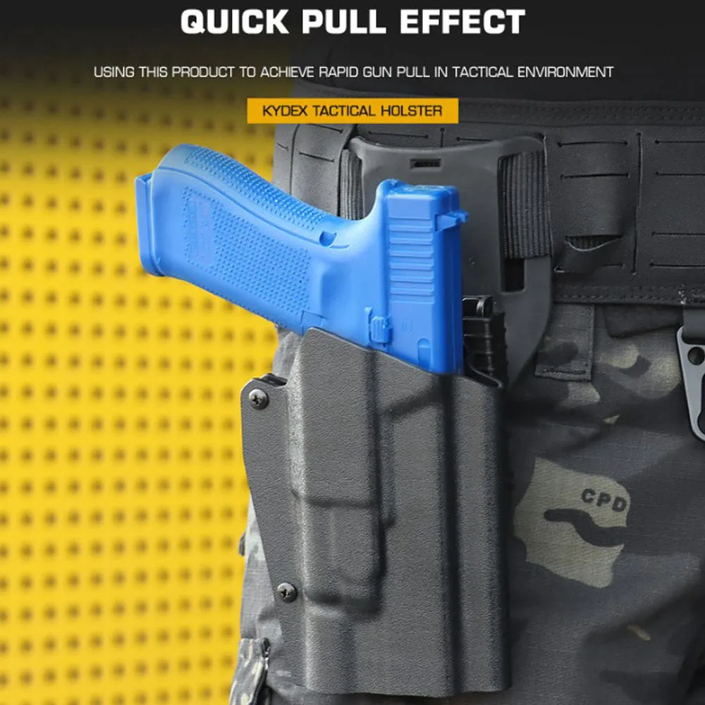 KYDEX Tactical Holster Lightweight For Glock 17/19/19X/45 With X300 Flashlight Quick Draw Hunting Pistol Holster Waist Belt Gear - view 5