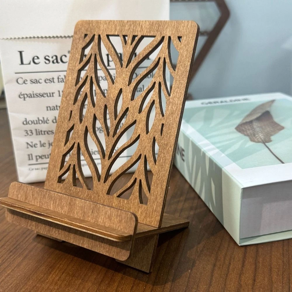 Home Decor Hollow Desktop Phone Holder Leaves Pattern Boxwood Stand Bracket Heat Dissipation Stable Cellphone Standing Men