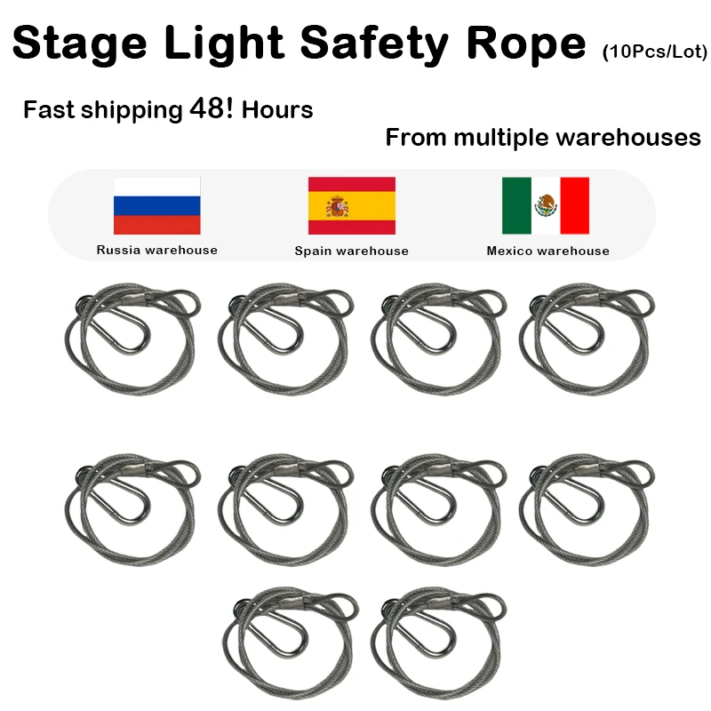 10pcs/Lot Steel Wire Safety Ropes Security Cables Stage DJ Lighting Par Lights