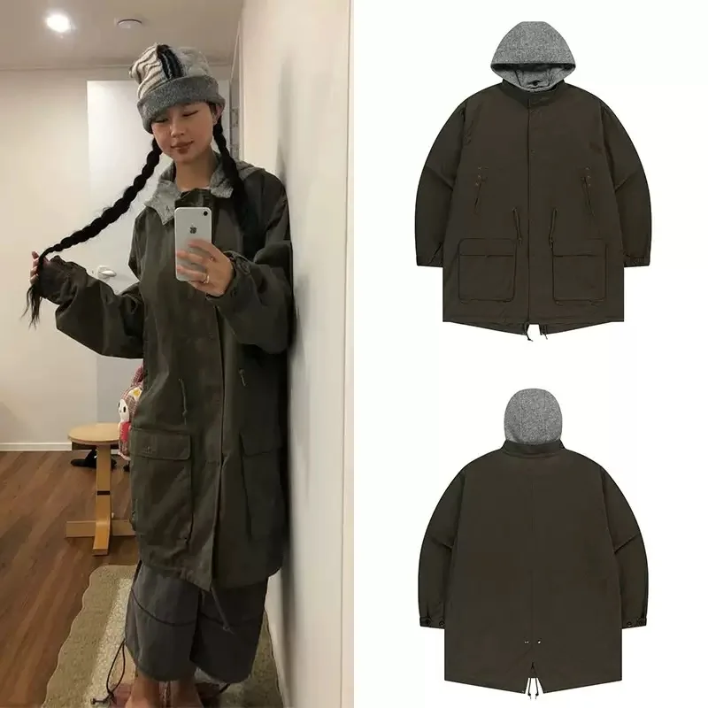 

Preon Workwear Autumn Winter New Sle Detachable Hooded Loose Casual Jaet Commute Friendly Long Sve Zipper Pure Color