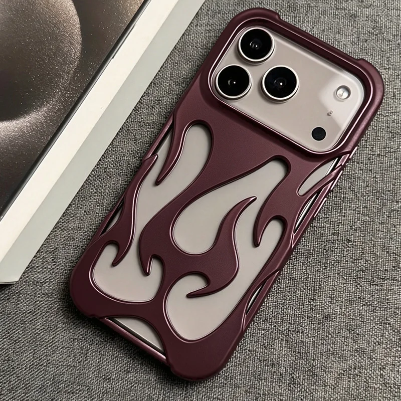 Flame Fire Heat Dissipation Electroplated And Matte Design Phone Case For iPhone 18 17 16 15 14 13 12 11 Pro Max Plus Air Cover