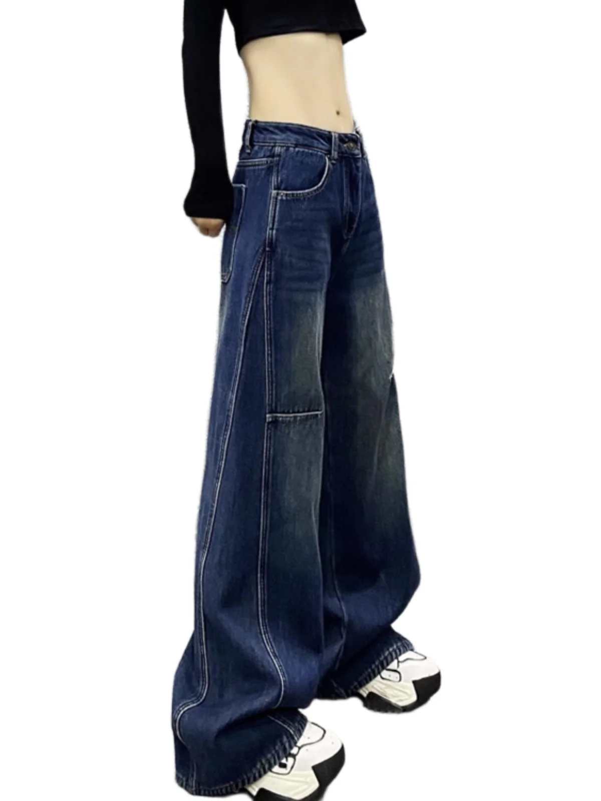 

Waed Denim Wide Leg Pants High Waist Loose Fit Slimming Straight Leg Jeans for Women Spring New Sle Casual High Waist Jeans