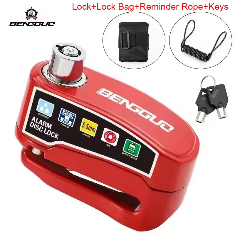 Motorfiets Alarm Disc Lock Anti Diefstal 110dB Waterdicht Motorfiets Schijfrem Slot Aluminiumlegering voor Scooter Fiets Motoronderdelen