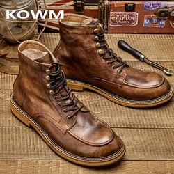 KOWM-zapatos de senderismo para hombre, calzado táctico impermeable, botas de caza de cuero, zapatillas de acampada en el desierto, botines de Trekking