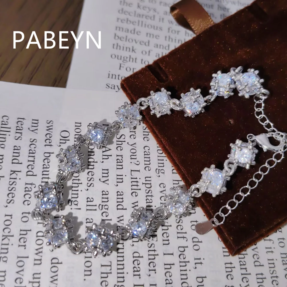 925 Sterling Silver Fashion Classic Glazed Ball Rubik's Cube Zircon Bracelet Birthday Party Anniversary Gift Ladies Jewelry