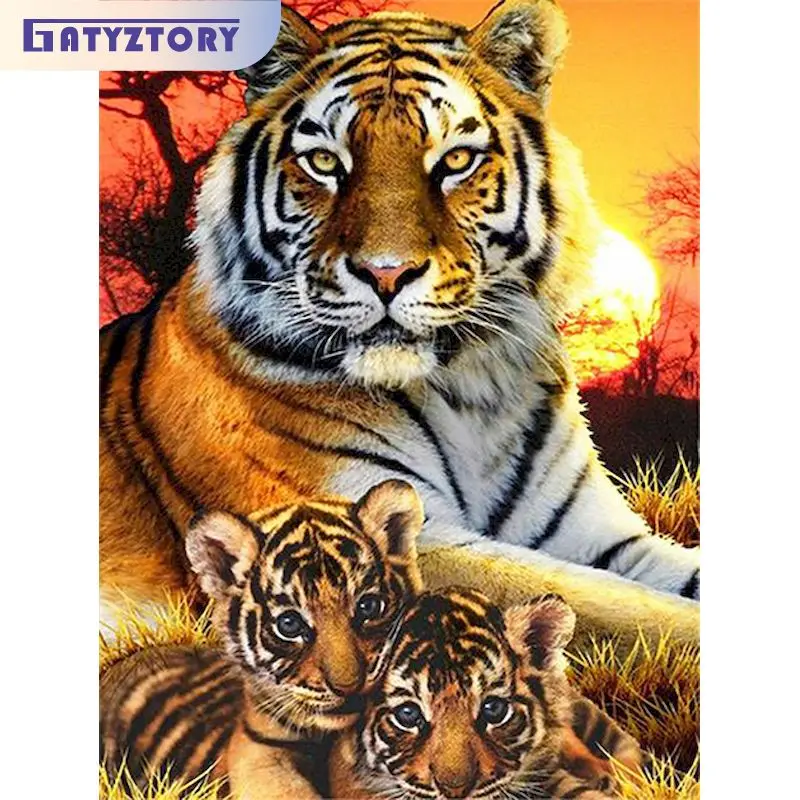 

GATYZTORY Diamond Embroidery Christmas Tiger Special Shaped Diamond Painting Mosaic Animals Home Decoration