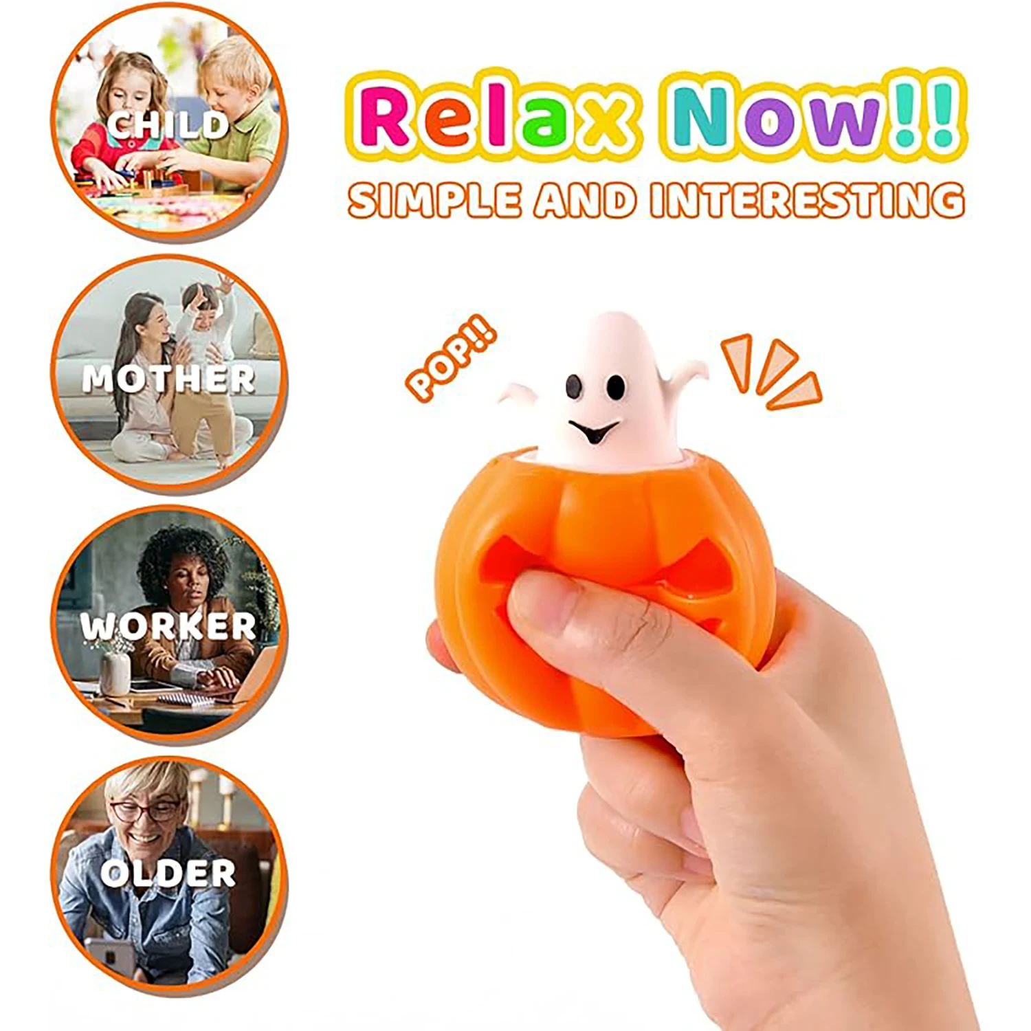 Pumpkin pressure ball Halloween party gift, suitable for children, girls, boys, squeezing sensory Fidget toys