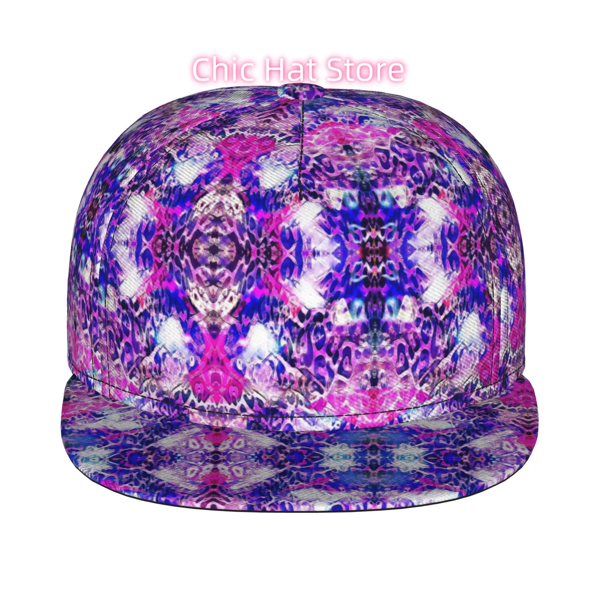 1pc Electric Animal Print Fusion Fully Printed Hip-Hop Caps, Baseball Caps, Stylish Flat-Brimmed Baseball Caps, Sports Outdoor C