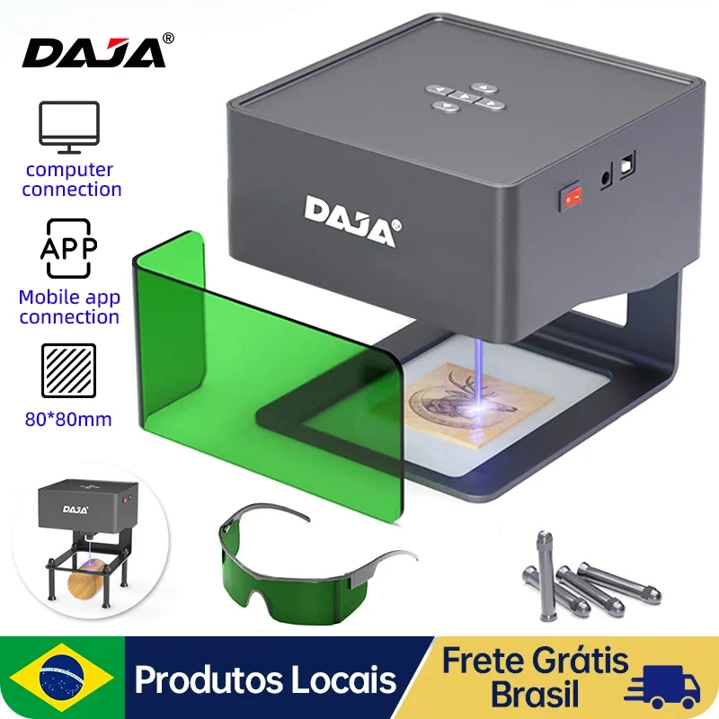 Daja dj6 gravador a laser mini portátil bluetooth diy corte máquina de gravura gravar marca madeira pintado metal acrílico vidro couro