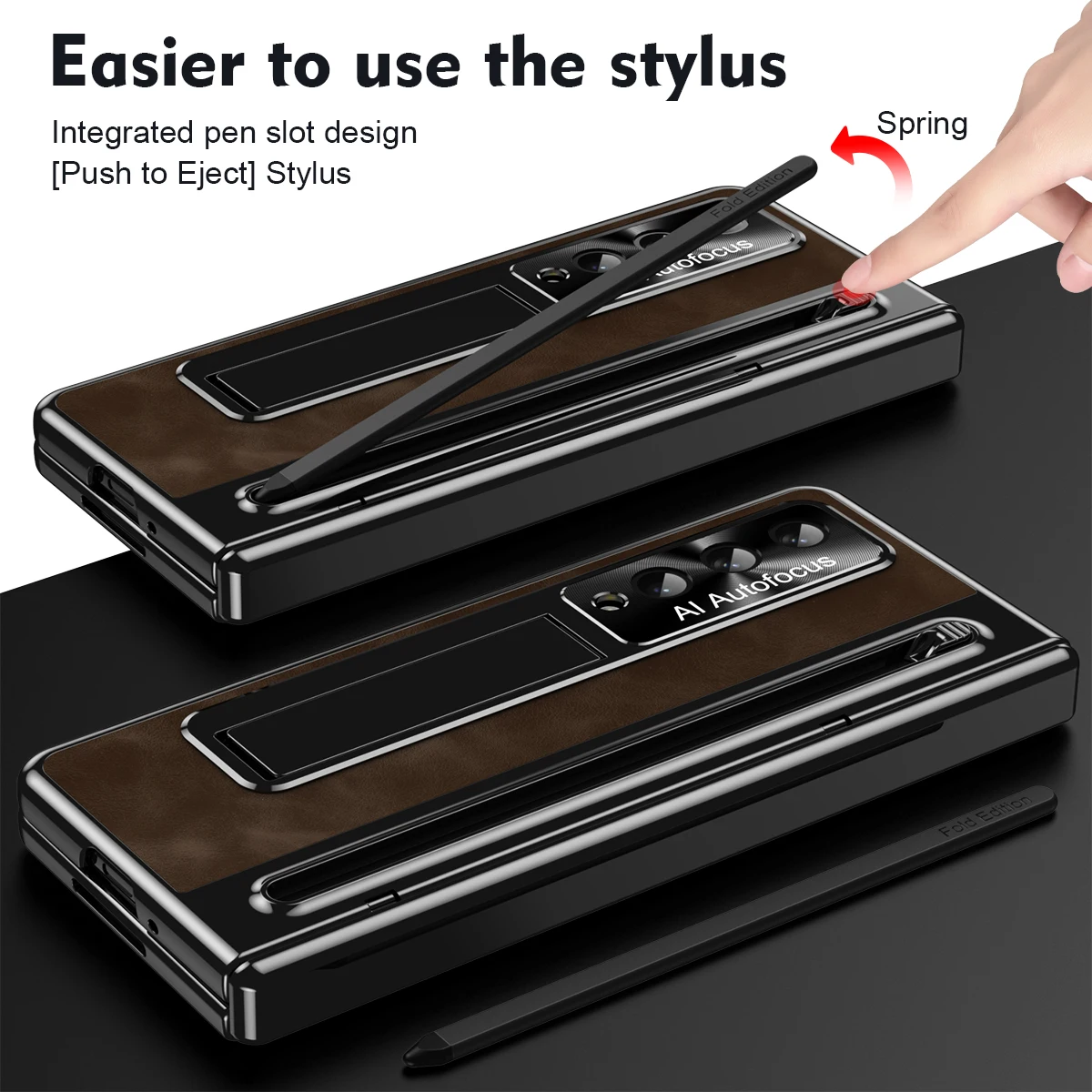 For Samsung Foldable Leather Phone Case For Samsung Galaxy Z Fold6 With Pen Phone Shell For Galaxy Z FOLD5 Folding Bracket Cover