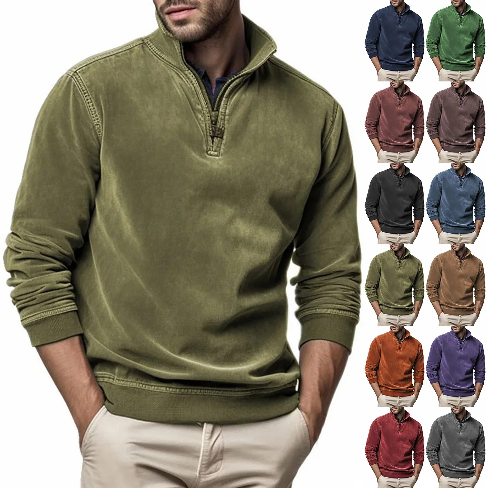 Men's Sweatshirt Quarter Zip Cargo Pullover Stand Collar History Month Sweatshirt for Men Hoodies Tall Sweatshirts for Men