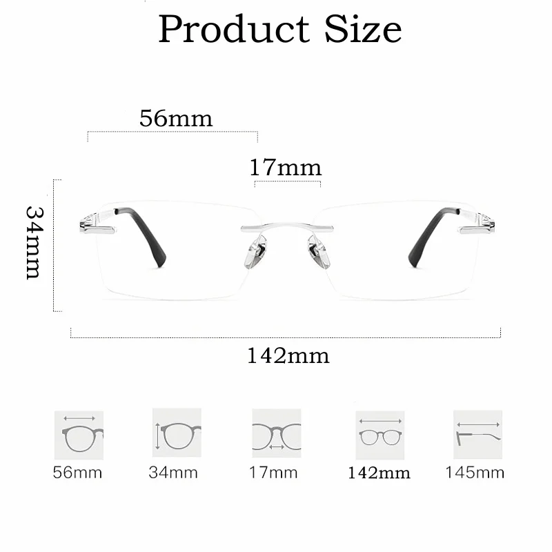 Rimless Glasses for Men New Ultra-light Business Glasses Square Eyewear Fashion Retro Pure Titanium Optical Frames Prescription