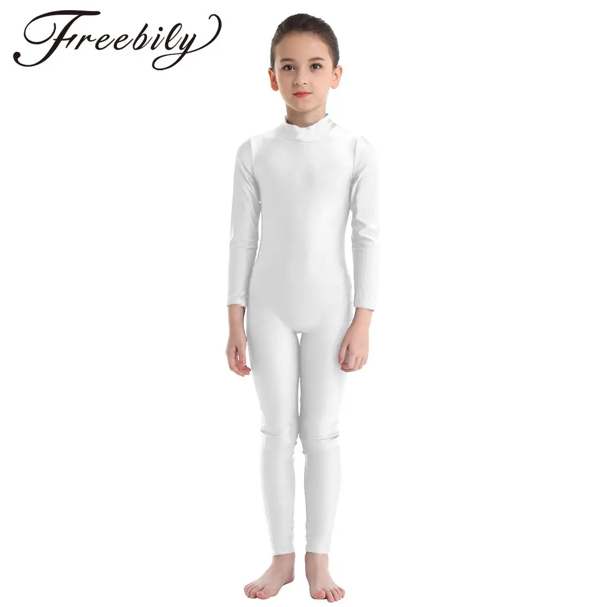 Crianças meninas manga longa zíper ballet dança collant ginástica patinação dança classe yoga exercício unitard bodysuit dancewear