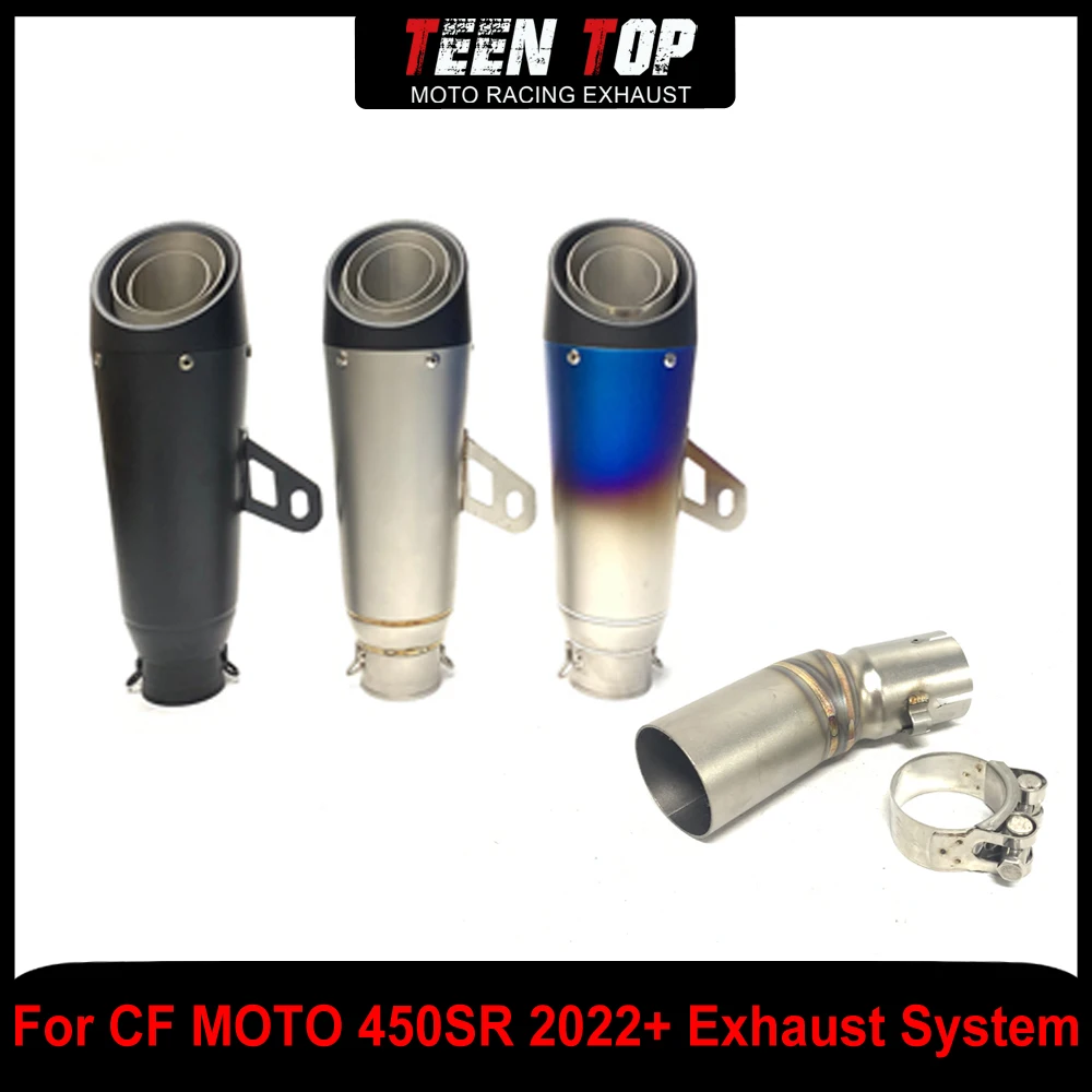 

Motorcycle Escape Slip on Exhaust For CF MOTO 450SR Exhaust Middle Link Pipe Muffler CNC Endcap Stainless Steel 450SR 2022+