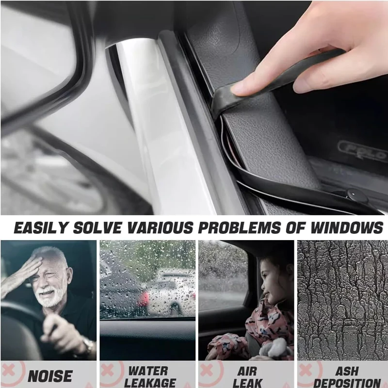 Universal V-Shape Car Door Side Window Trim Edge Moulding Weatherstrip Seal Strip Rubber Dustproof Car Window Sealing Strip