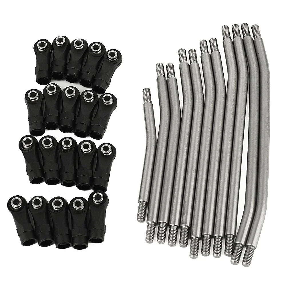 10PCS Metal RC Links Upper + Lower Linkage Chassis Link Set With Plastic Rod End For 1/10 AXIAL SCX10 II 90046 RC Crawler Car