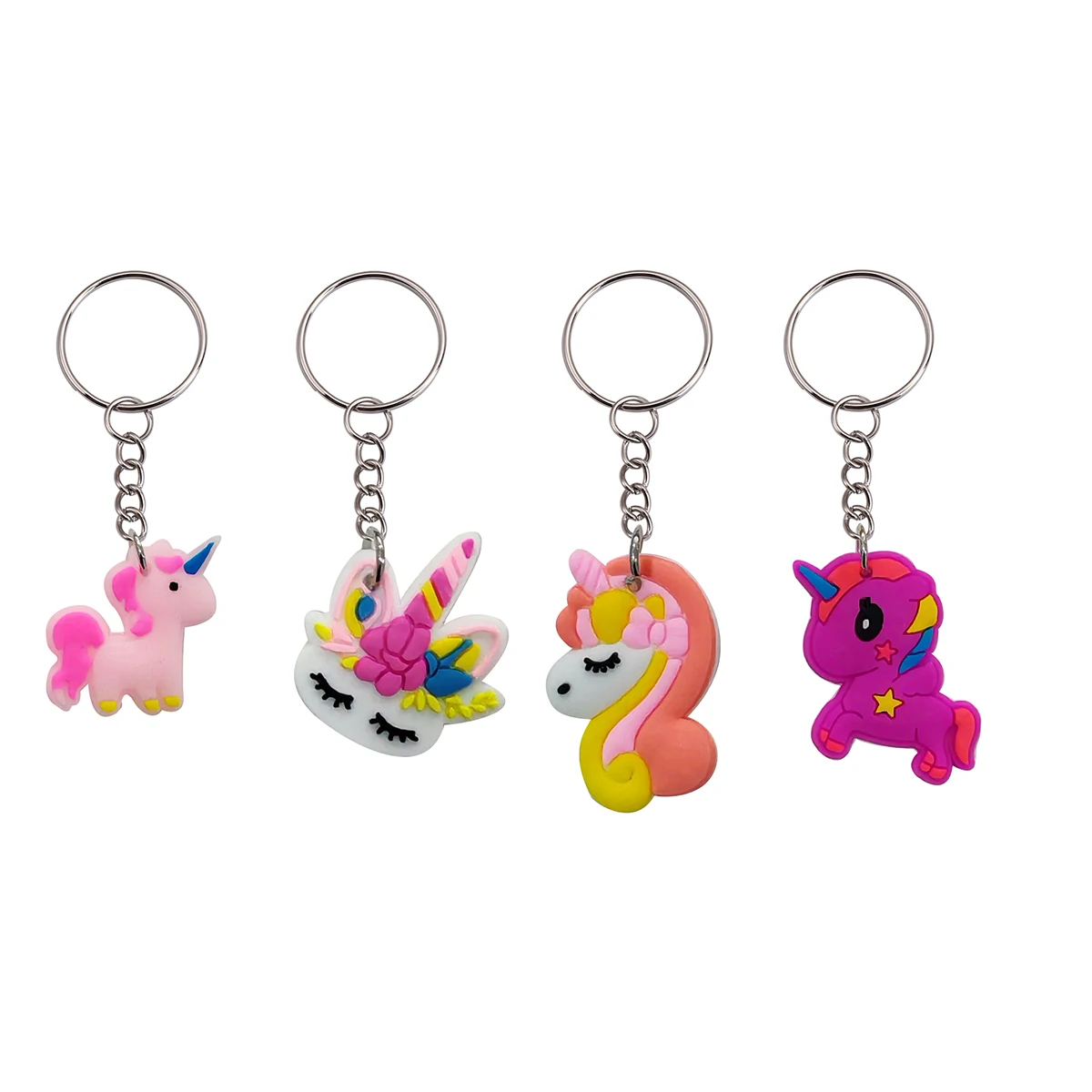 24 Stück niedlicher PVC-Einhorn-Schlüsselanhänger, Cartoon-Tier, Schlüsselanhänger, Ring, Tasche, Rucksack, Charm, Geburtstag, Party, Dekoration, Jungen und Mädchen, Geschenk – Detail 3