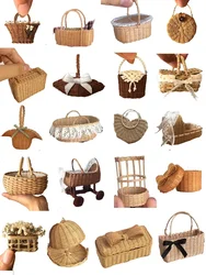 Miniature Basket Food Storage Basket Model Picnic Basket Toys for Doll House Decoration Miniature Accessories Kids Gift