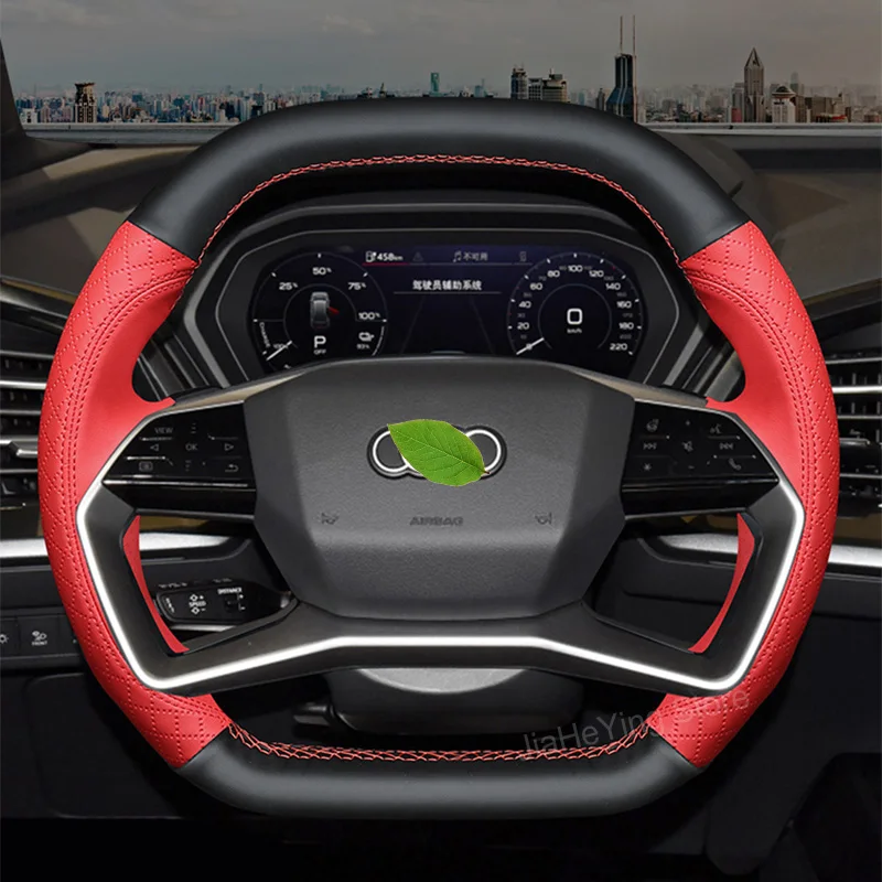 Hand Stitching Non-slip Genuine Leather Car Steering Wheel Cover For Audi Q5 e-tron 2023 Q4 etron Auto Interior Accessories