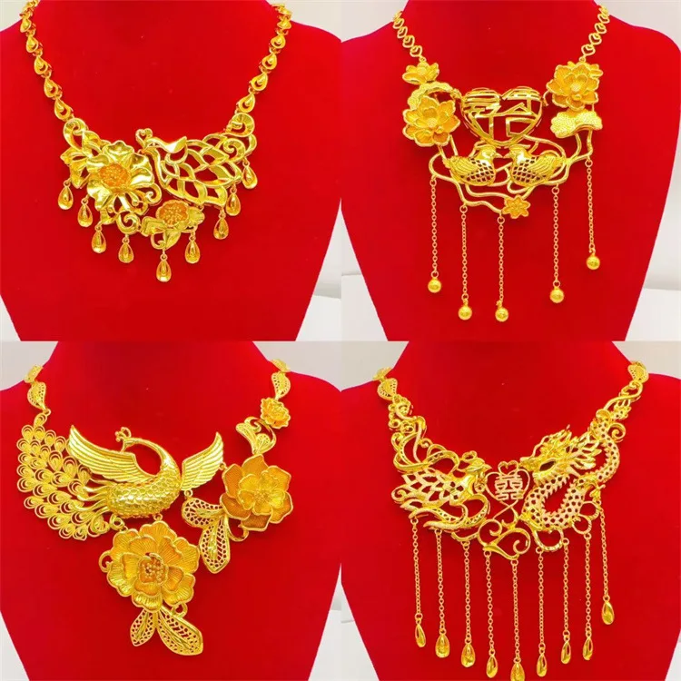 

Luxury Wedding AU999 24K Gold Women's Set! Trendy Design, Flattering Chic for Toast/Outdoor