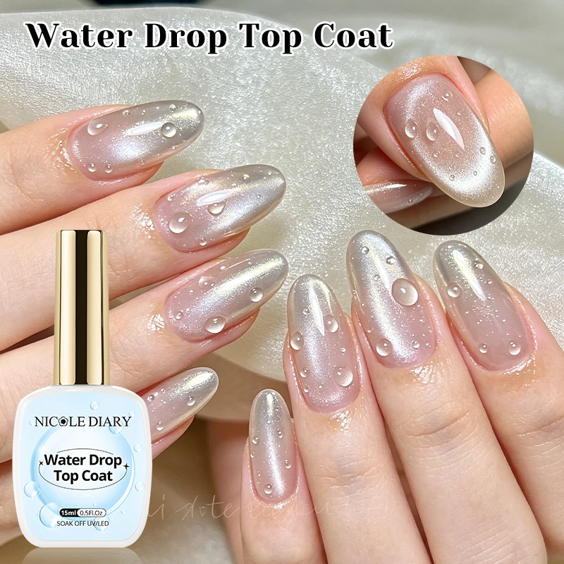 NICOLE DIARY 15ml Water Drop Top Coat and High Gloss Top Coat  Glossy Long Lasting  Soak Off UV Gel Manicure Nail Art Supplies