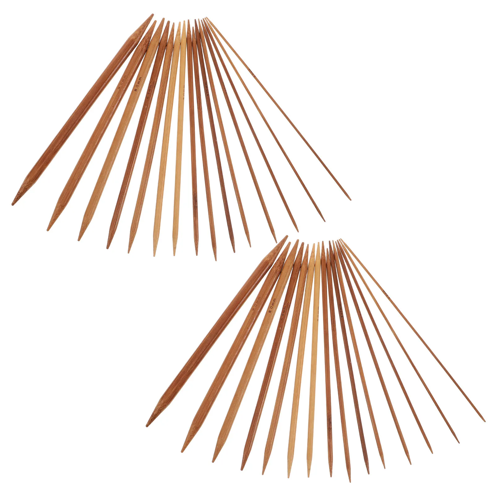 

75Pcs Eco-Friendly Bamboo Knitting Needles 20Cm Lightweight Sturdy Dual-End Straight Needle Set for DIY Sweater Hat Gloves