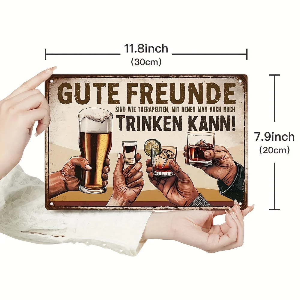 German Vintage Metal Sign, Good Are Like Therapists You Can Also With!, Wall Art Decor for Home Farmhouse Bar Pub Club, Gift view 4