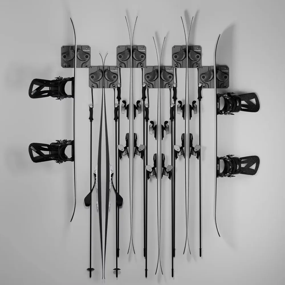 Ultimate Ski & Snowboard Wall Rack | Secure, Non-Slip Storage | Fits Any Ski/Board Garage Organization Ski Storage Rack