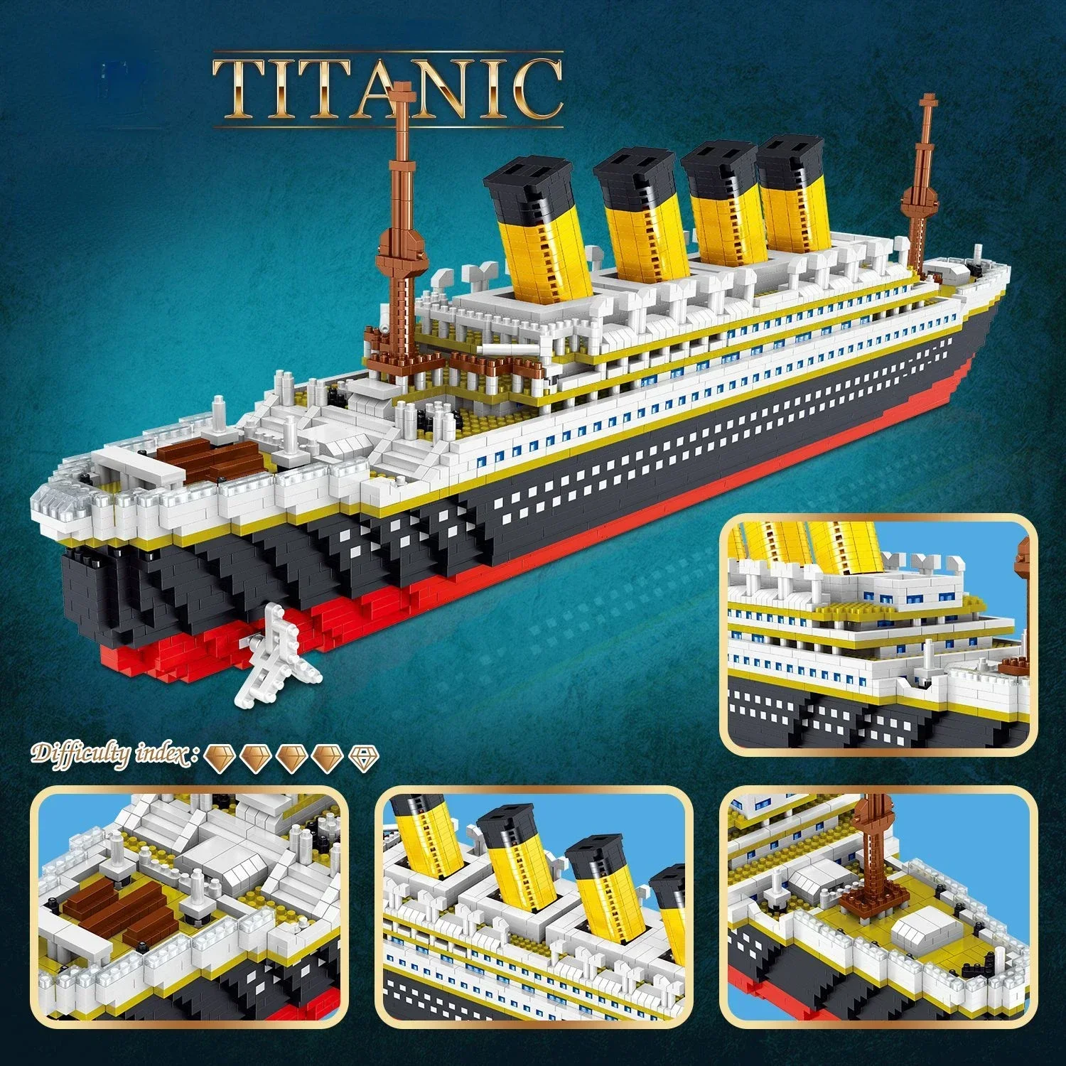 Titanic Model Cruise Ship Building Blocks MOC Boat DIY  Classical Bricks Kit Children Kids Toys Birthday Gift