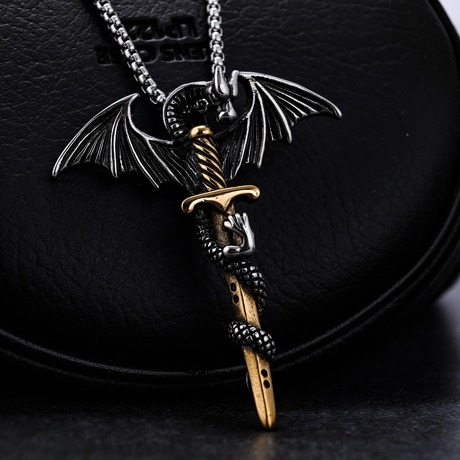 

European and American Style Retro Domineering Sword Flying Dragon Shape Stainless Steel Pendant Fashion Jewelry
