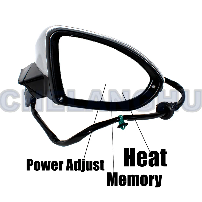 Mirror Assembly For VW Golf 7 2013 2014 2015 2016 2017 2018 2019 2020 Right 6Pins Silvery Heated Power Adjust Memory Power Fold