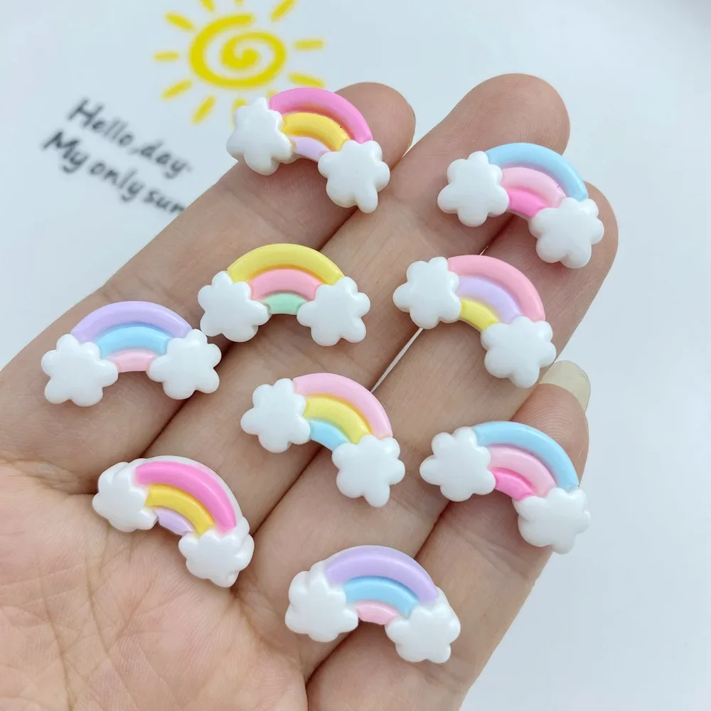 30Pcs New Cute Resin Mini Colorful Rainbow Series Flat Back Free Shipping Manicure Parts Embellishments For Hair Bows Accessorie